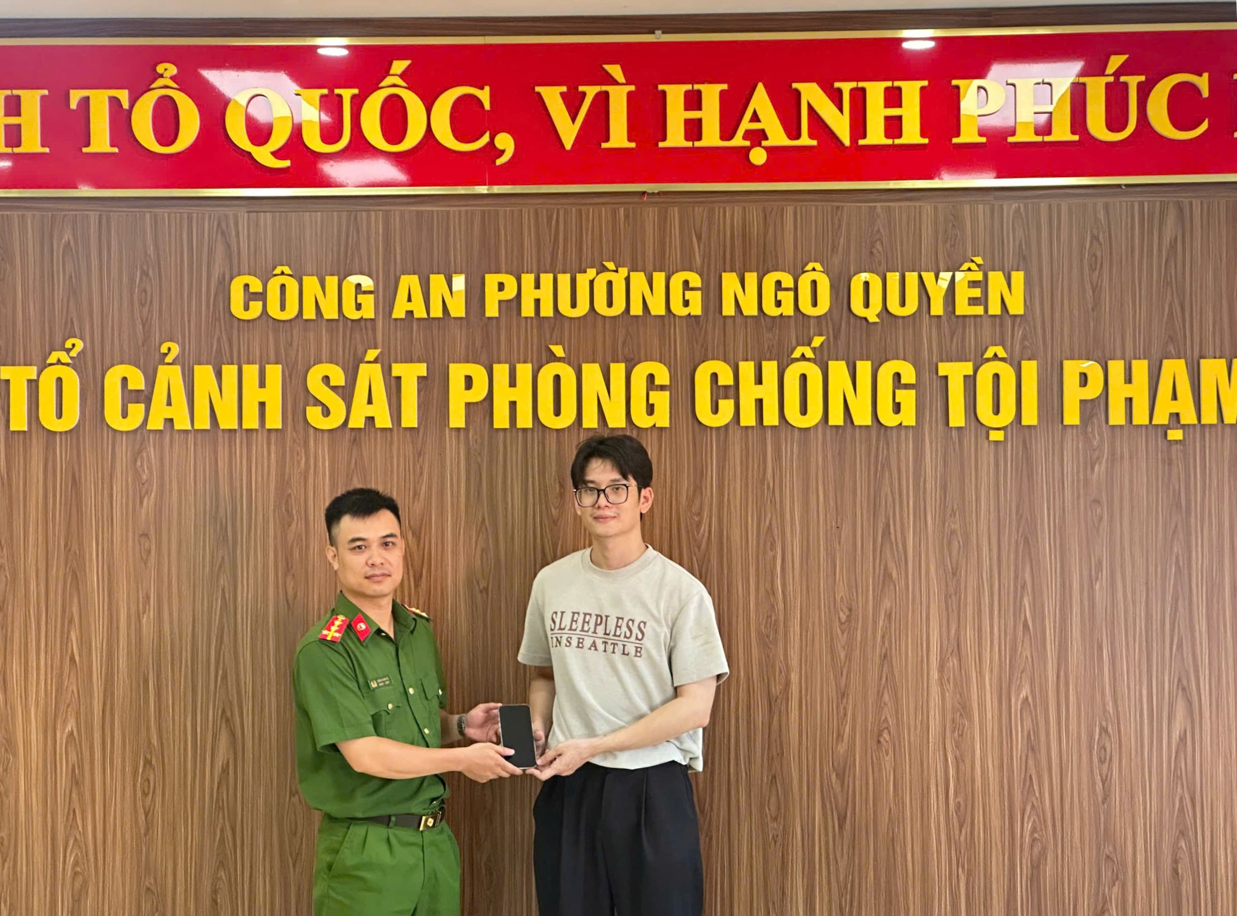 Công dân gửi thư cảm ơn Công an phường Ngô Quyền đã hỗ trợ công dân tìm lại tài sản bị thất lạc